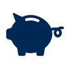 Icon showing a piggy bank representing flexible capital.