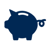 Icon showing a piggy bank representing flexible capital.