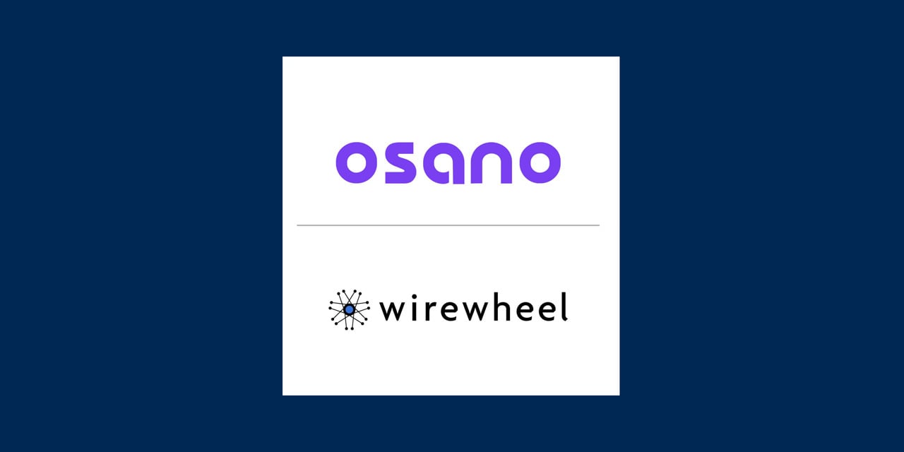 Osano and Wirewheel logos on blue background