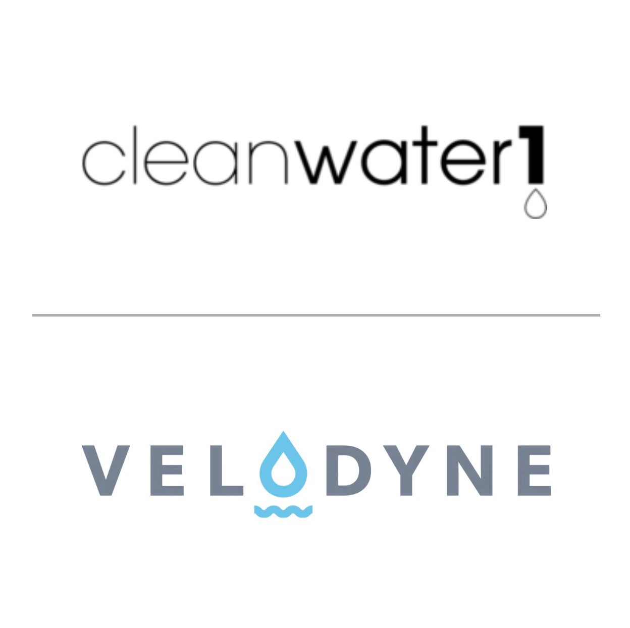 Cleanwater1 and Velodyne logos stacked with a line between images.