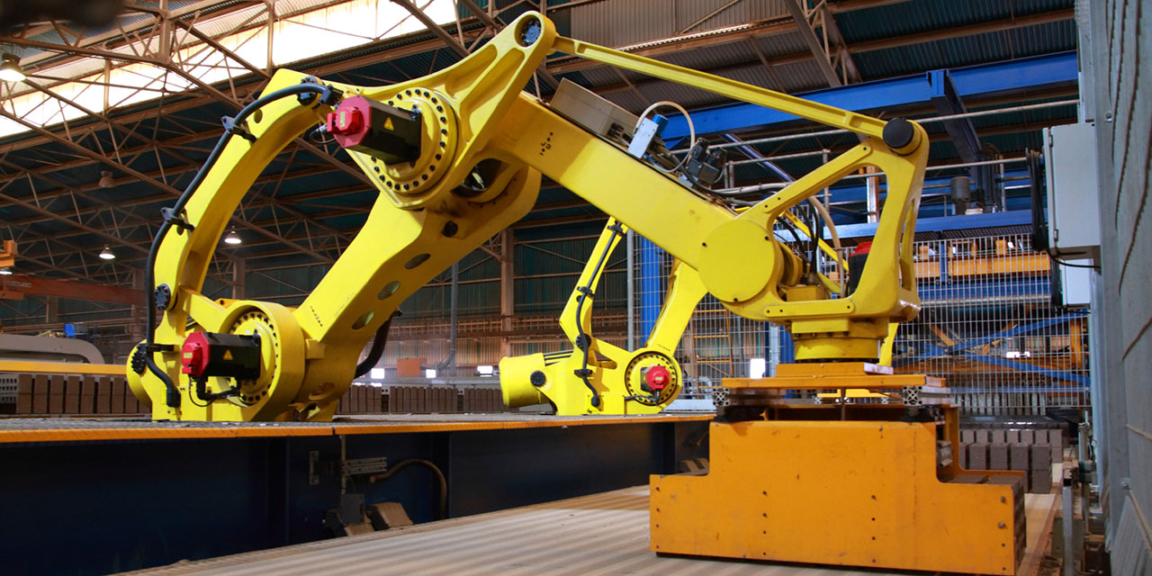 Robotic arm in an industrial production plant