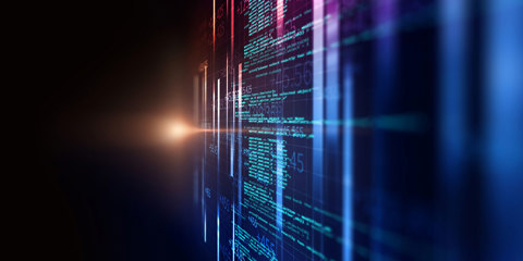 Abstract image of computer programming code on a screen