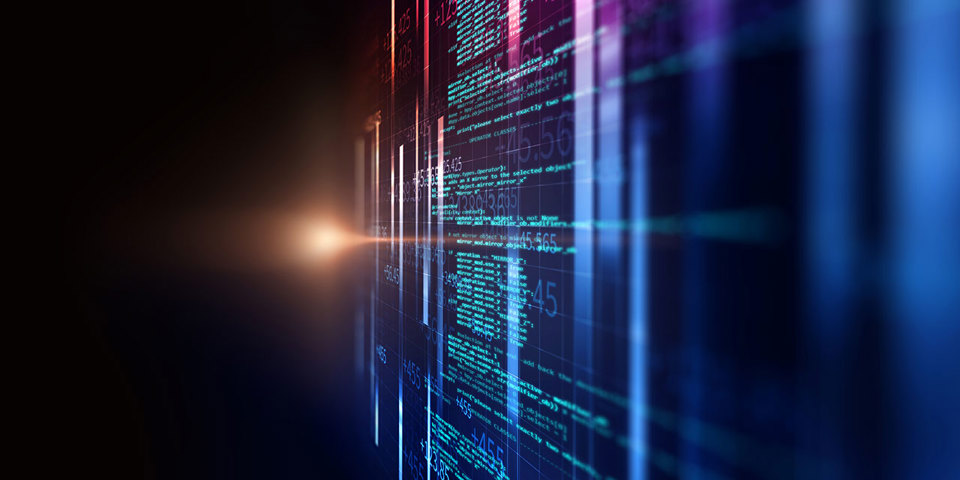 Abstract image of computer programming code on a screen