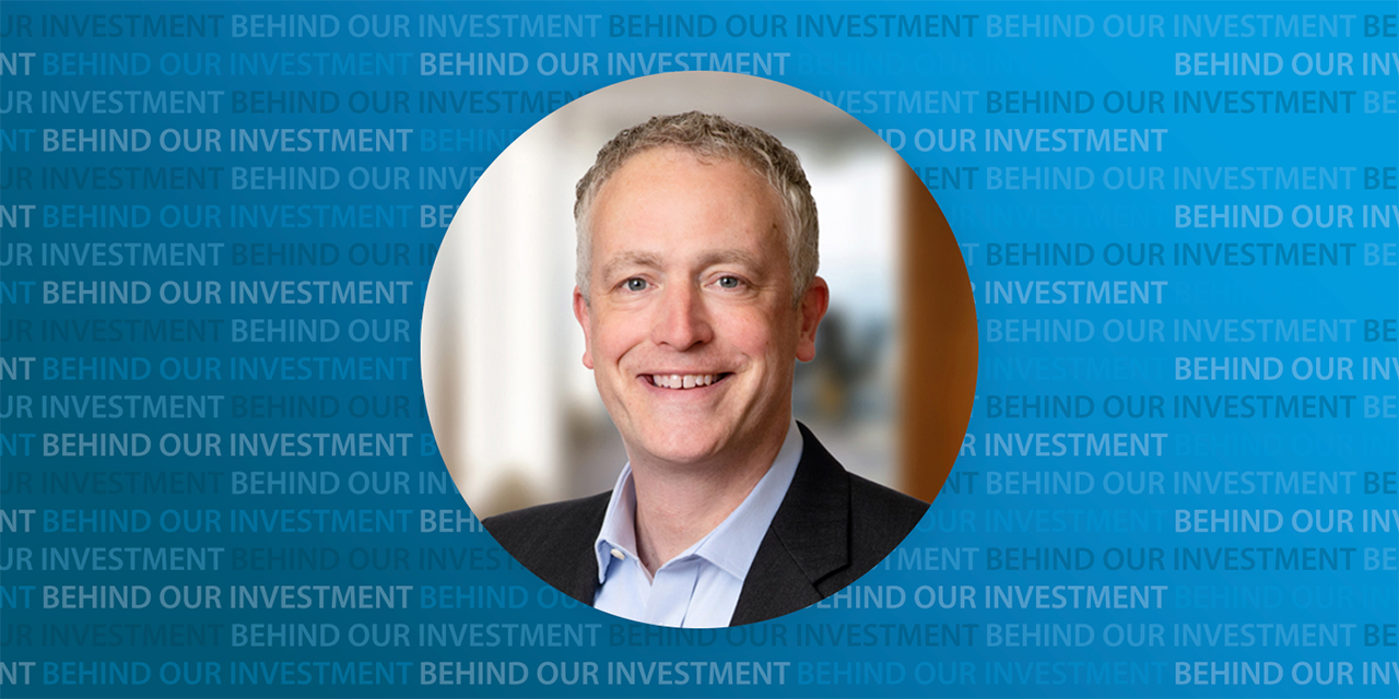 James Benfield headshot with Behind the Investment text as a background