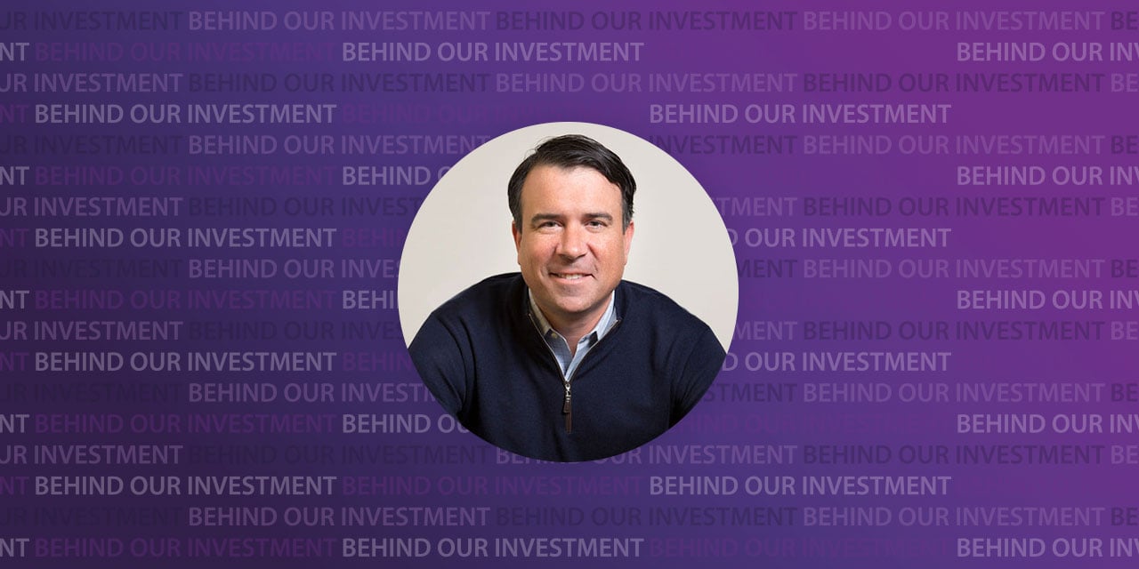 Headshot of Benedict Rocchio with background text 'Behind Our Investment'